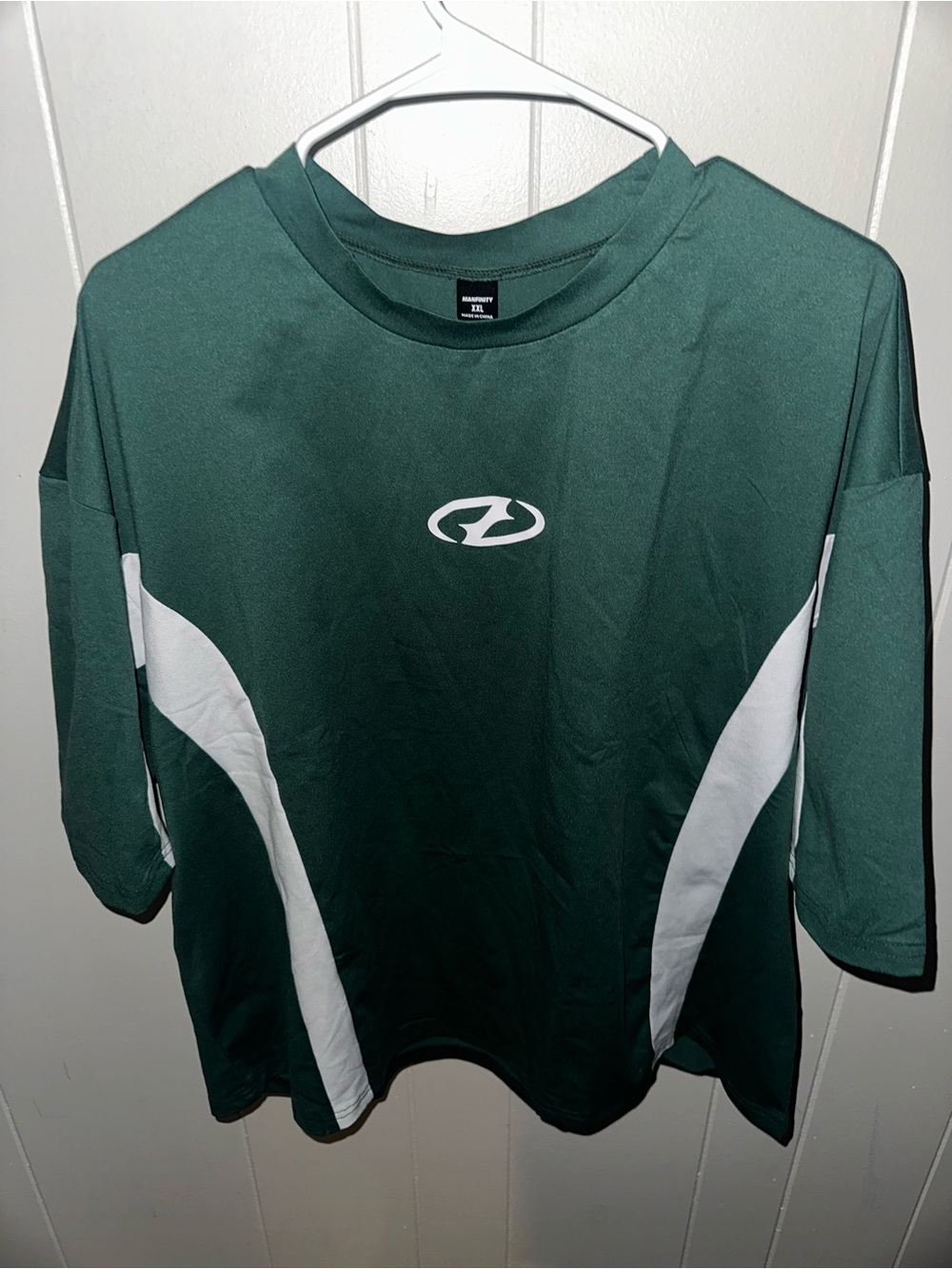 Green Athletic Jersey with White Panels and Center Logo